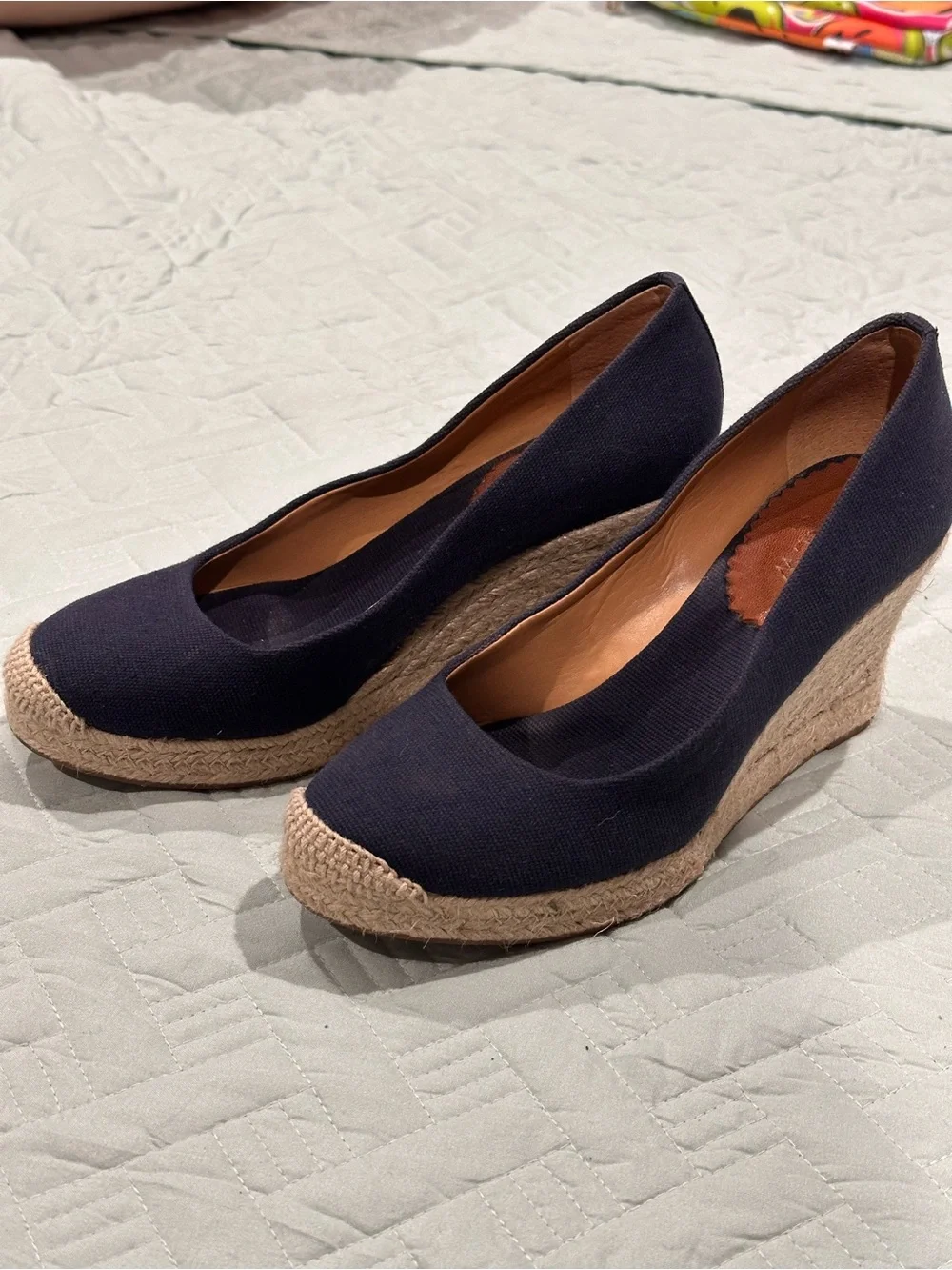 J.Crew Navy Canvas Espadrille Wedge Heels Women’s Size 6 Slip On Summer Shoes